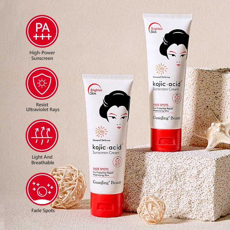 Kojic Acid Sunscreen Cream Fade Spots SPF50