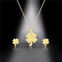 FOUR LEAF CLOVER NECKLACE AND EARRINGS SET