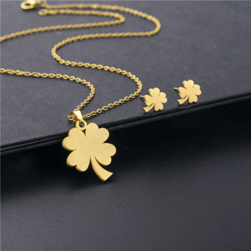 FOUR LEAF CLOVER NECKLACE AND EARRINGS SET
