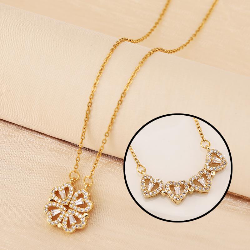 HEART SHAPED 2 WAYS WEARING PENDANT MAGNETIC NECKLACE