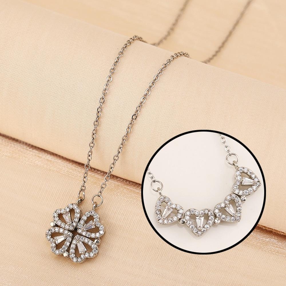 HEART SHAPED 2 WAYS WEARING PENDANT MAGNETIC NECKLACE