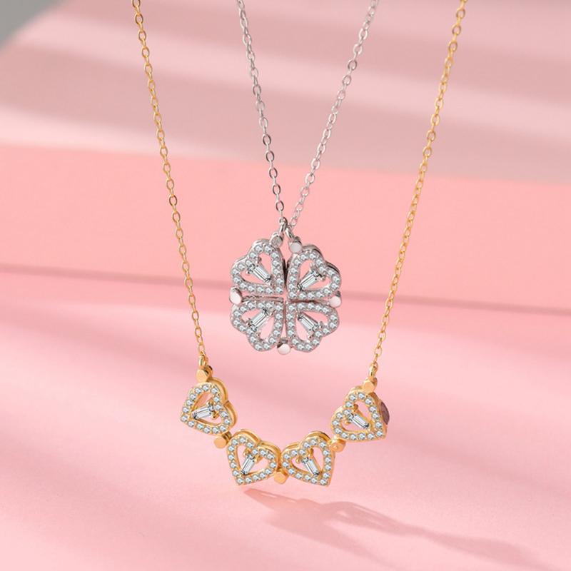 HEART SHAPED 2 WAYS WEARING PENDANT MAGNETIC NECKLACE