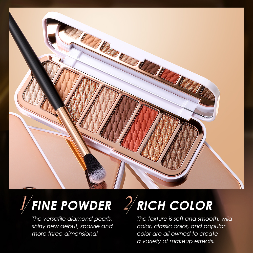 O.TWO.O 8 Colors Luxury Gold Eyeshadow Palette with Rich Color