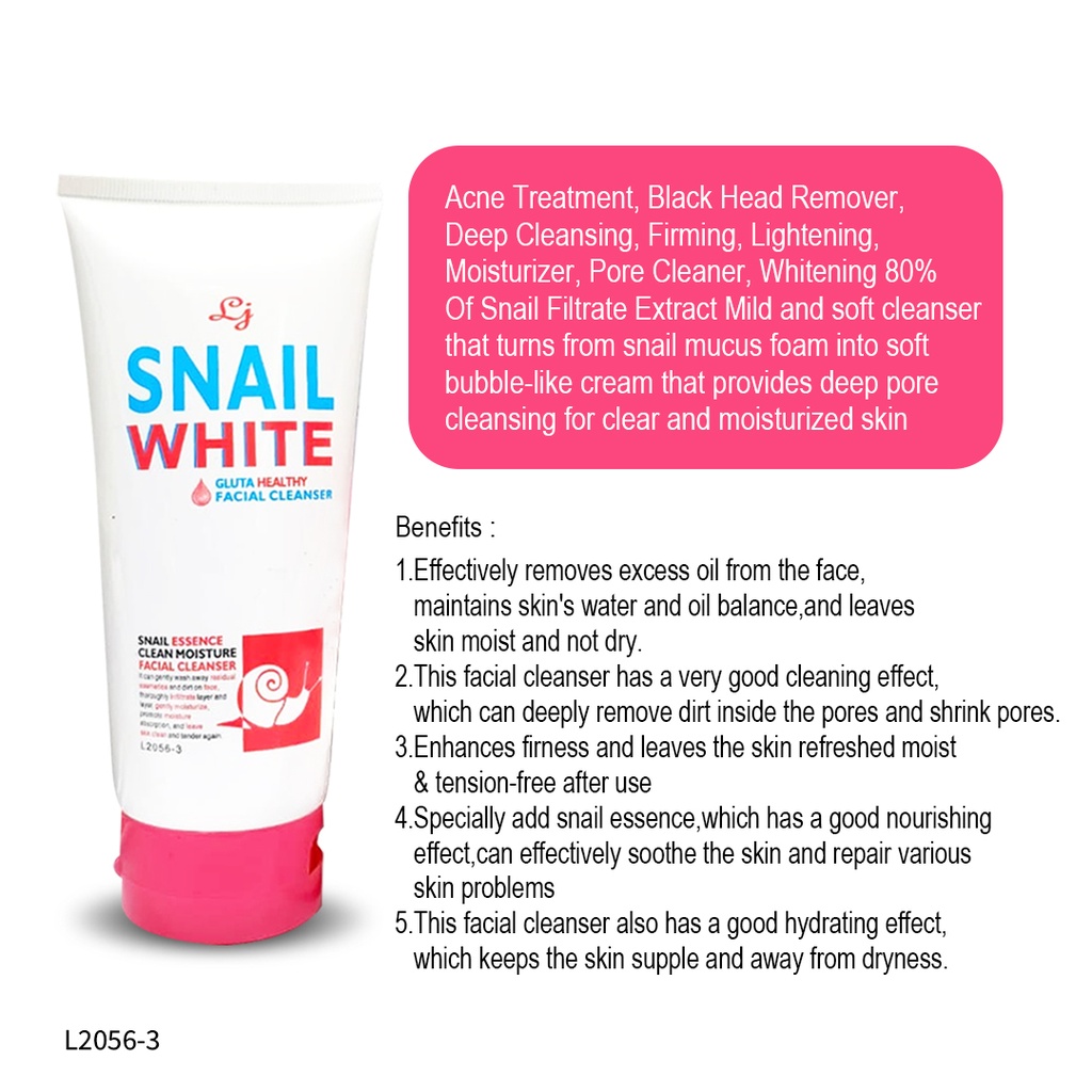 LOVE JOJO SNAIL WHITE GLUTA HEALTHY FACIAL CLEANSER