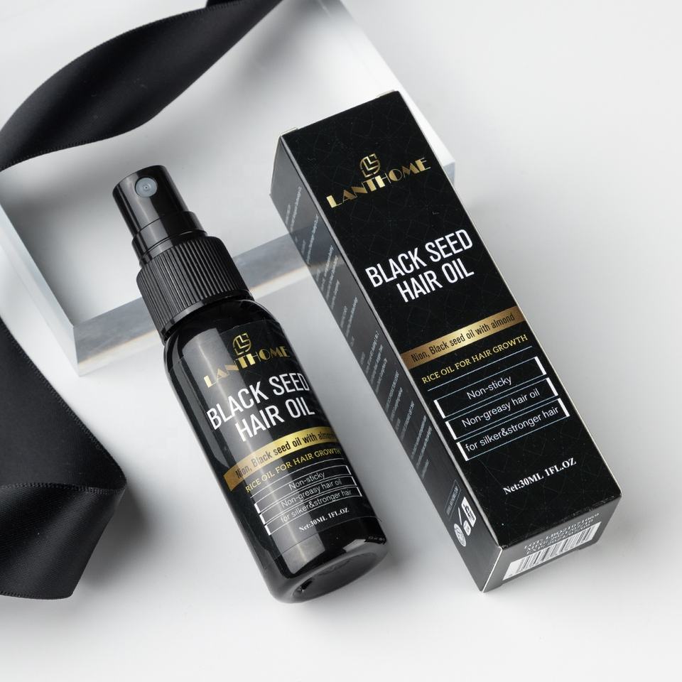لانثوم بخاخ زيت الشعر بالحبة السوداء - 30 مل (بزيت اللوز وزيت الأرز لإنبات الشعر وإيقاف التساقط وعلاج فروة الرأس)