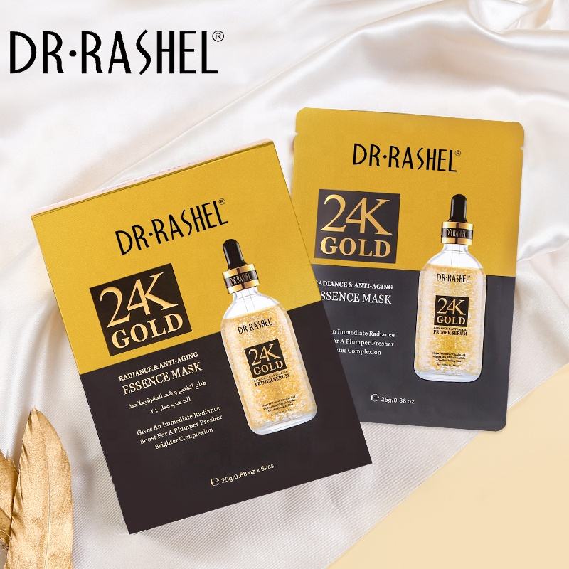 Dr.Rashel 24k Gold Radiance & Anti Aging Essence Mask boxBox  (25gx5Pcs)